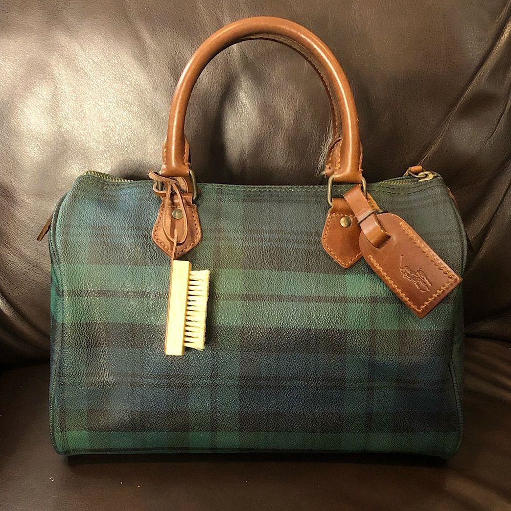 RALPH LAUREN Black Watch Plaid Boston Weekend Travel Duffle Doctor Bag Speedy 30 - Picture 4 of 17